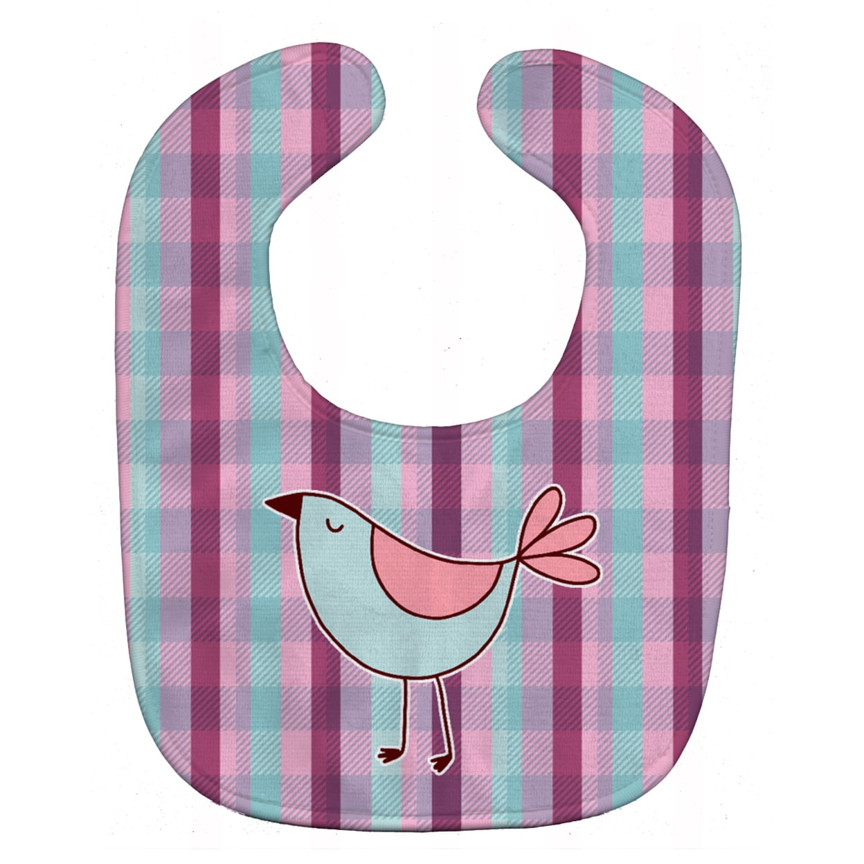 Bb6833bib Bird On Purple Plaid Baby Bib