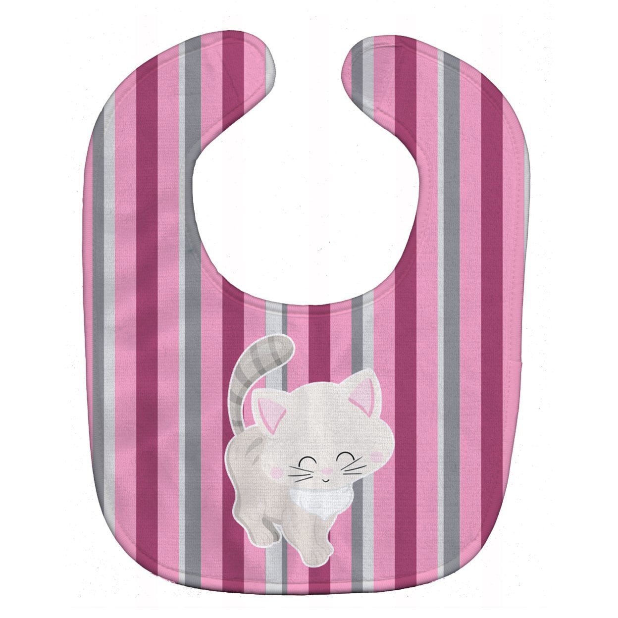 Bb6878bib Kitten Cat Pink & Gray Baby Bib