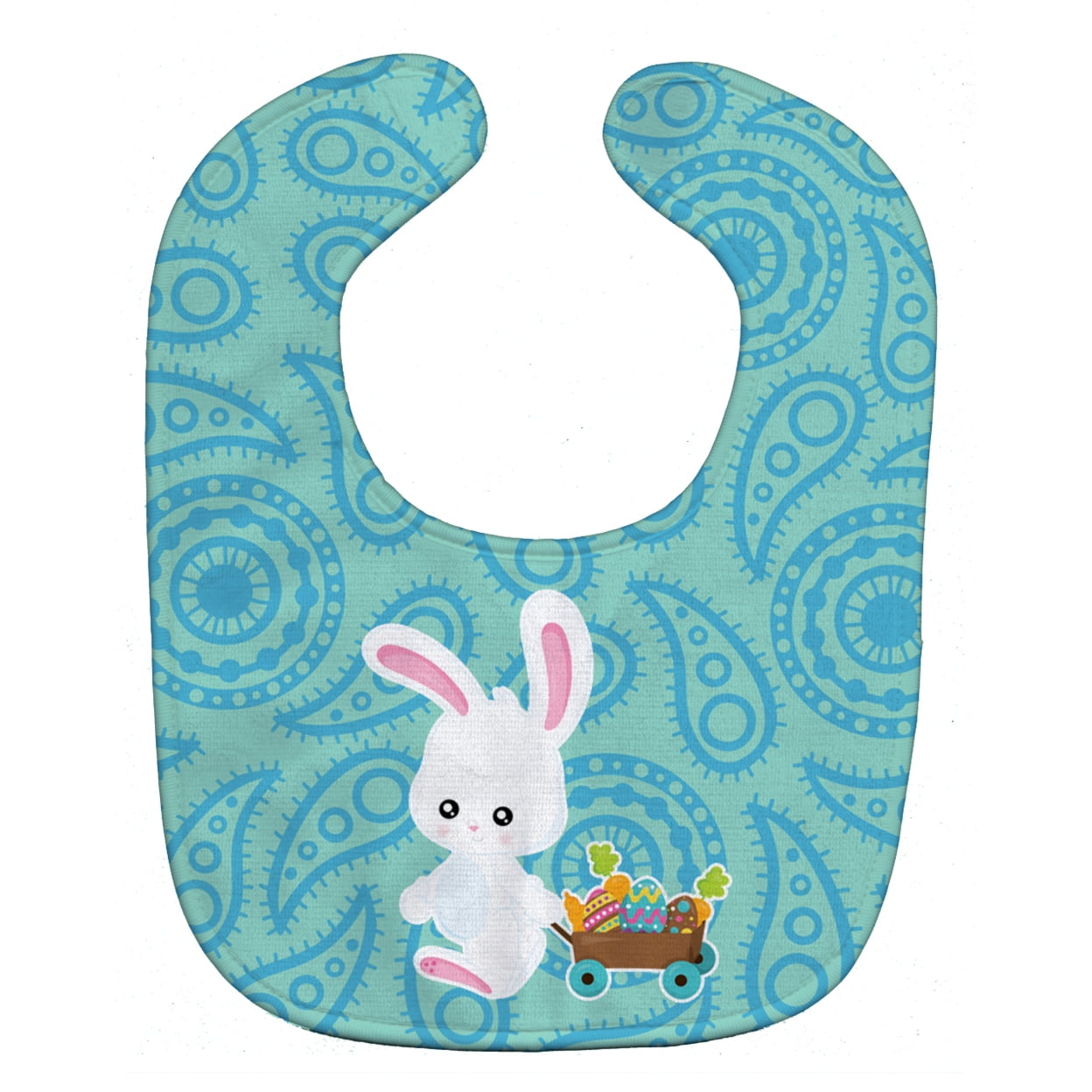 Bb6898bib Easter Rabbit Paisley Blue Baby Bib