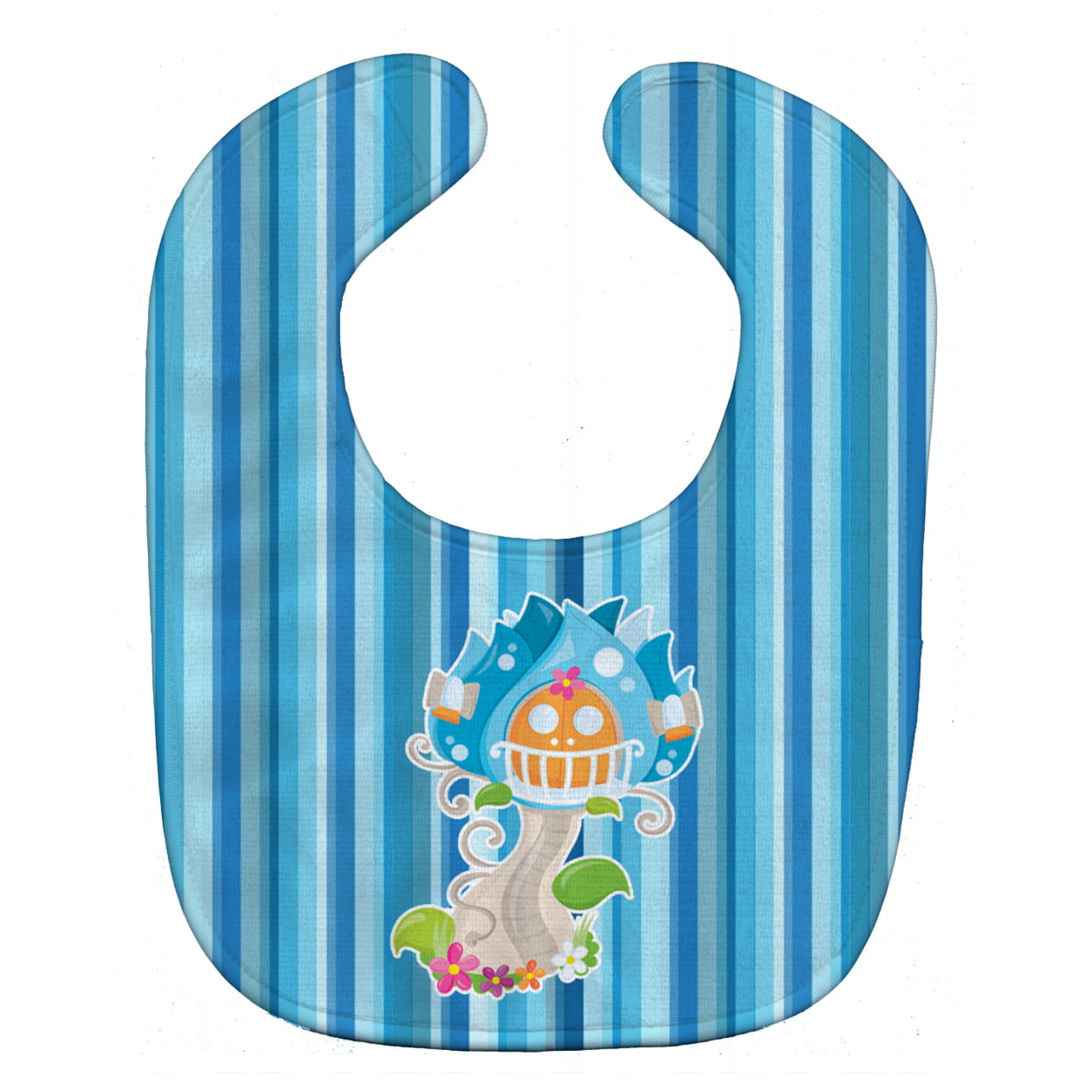 Bb6914bib Fairy House Blue Stripes Baby Bib