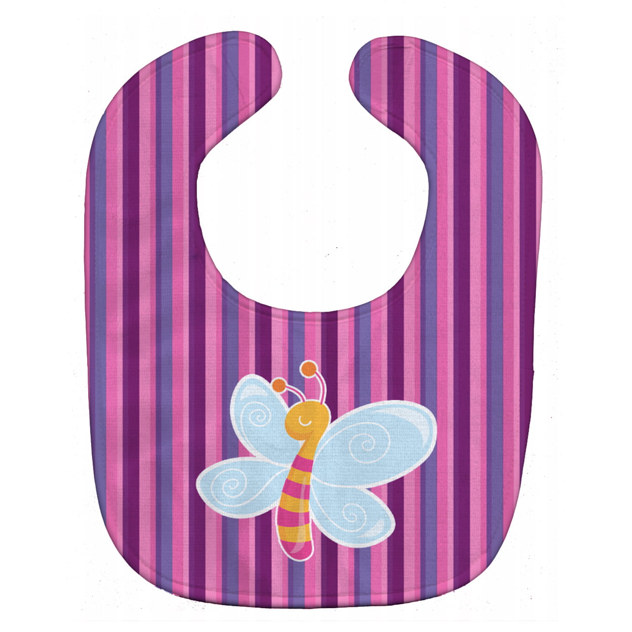 Bb6916bib Dragonfly In Pink Stripes Baby Bib