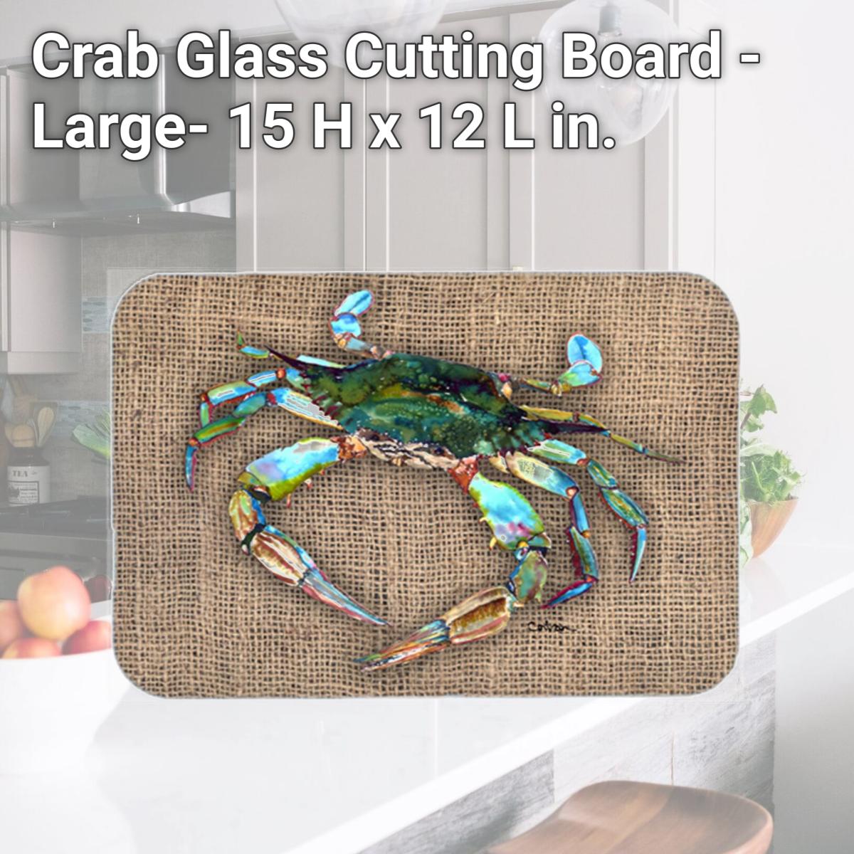 Picture of Carolines Treasures 8731LCB Crab Glass Cutting Board - Large- 15 H x 12 L in.