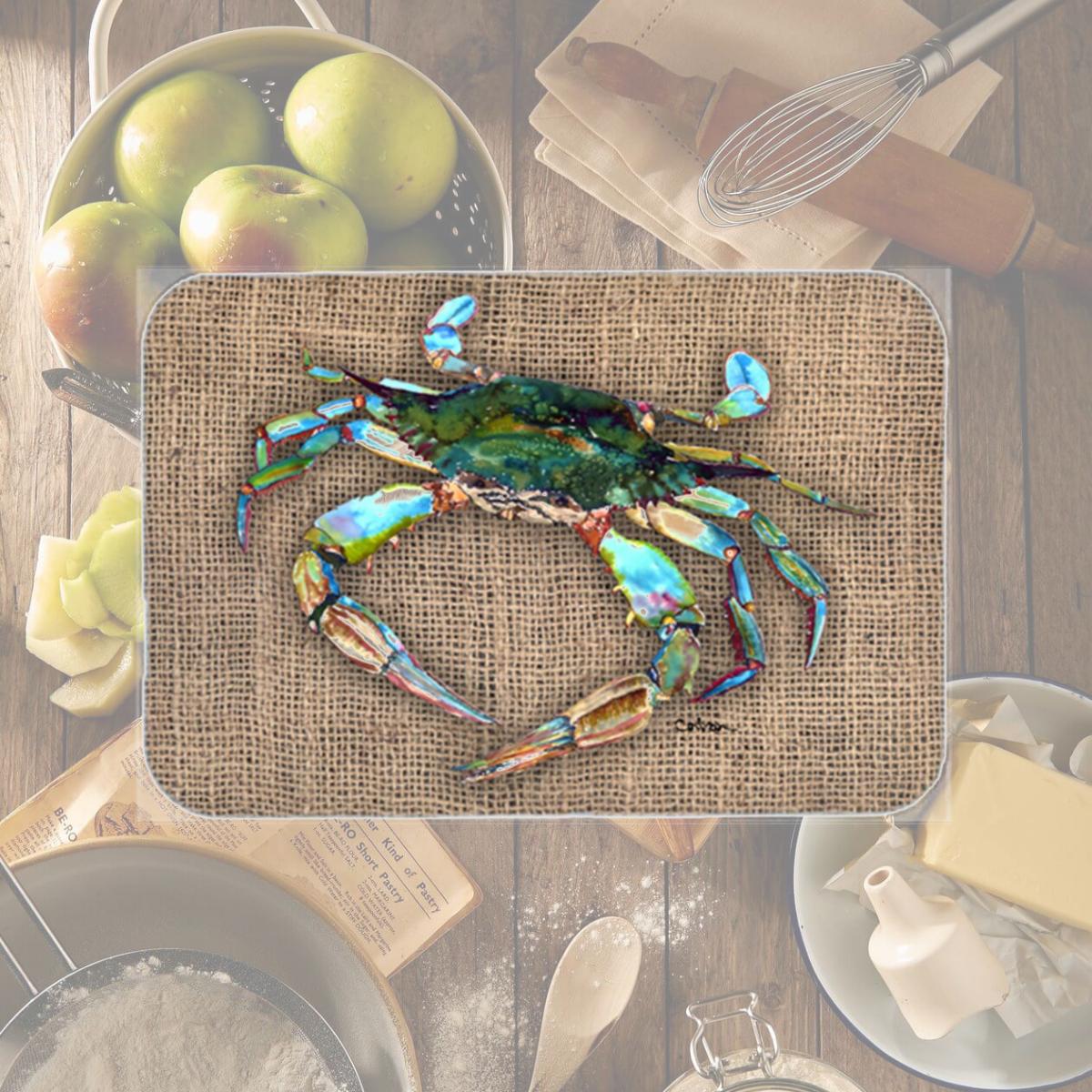 Picture of Carolines Treasures 8731LCB Crab Glass Cutting Board - Large- 15 H x 12 L in.