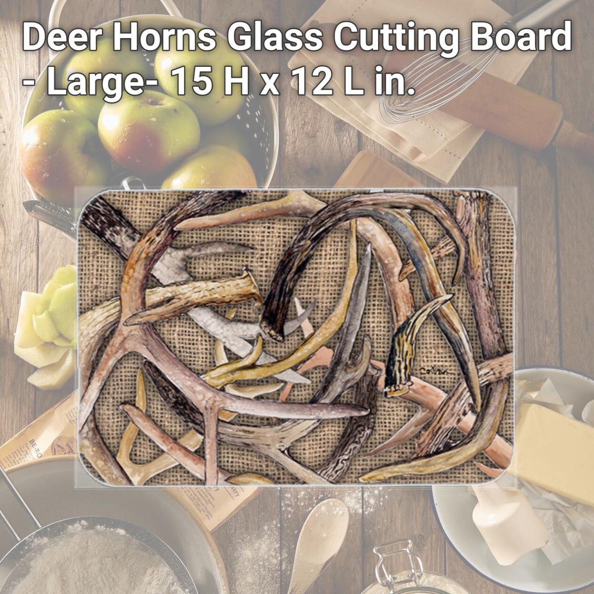 Picture of Carolines Treasures 8732LCB Deer Horns Glass Cutting Board - Large- 15 H x 12 L in.