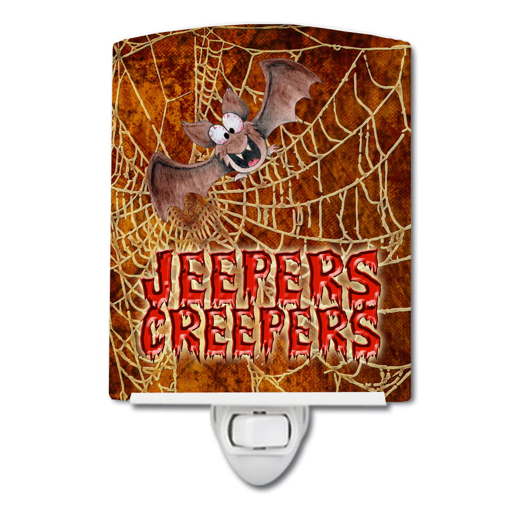 Sb3018cnl Jeepers Creepers With Bat & Spider Web Halloween Ceramic Night Light