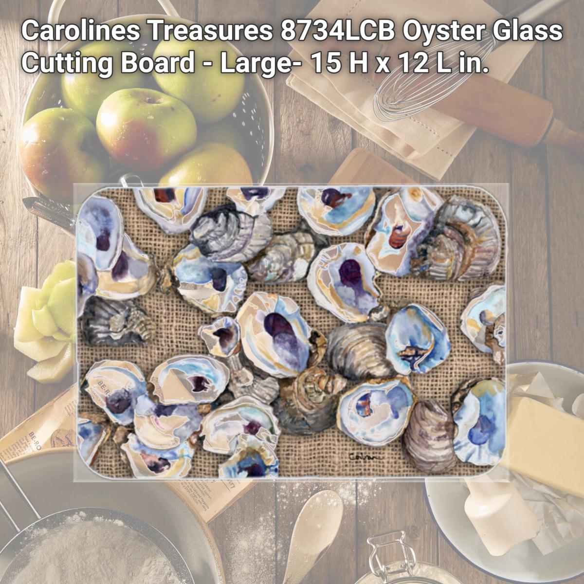 Picture of Carolines Treasures 8734LCB Oyster Glass Cutting Board - Large- 15 H x 12 L in.