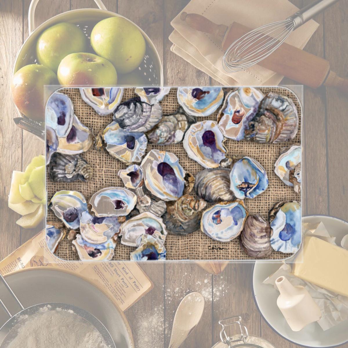 Picture of Carolines Treasures 8734LCB Oyster Glass Cutting Board - Large- 15 H x 12 L in.