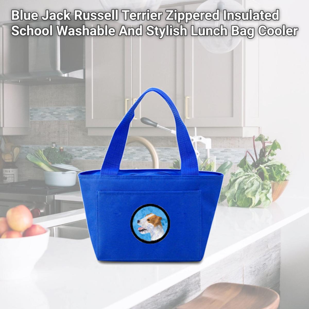 Picture of Carolines Treasures SS4780-BU-8808 Blue Jack Russell Terrier Zippered Insulated School Washable And Stylish Lunch Bag Cooler