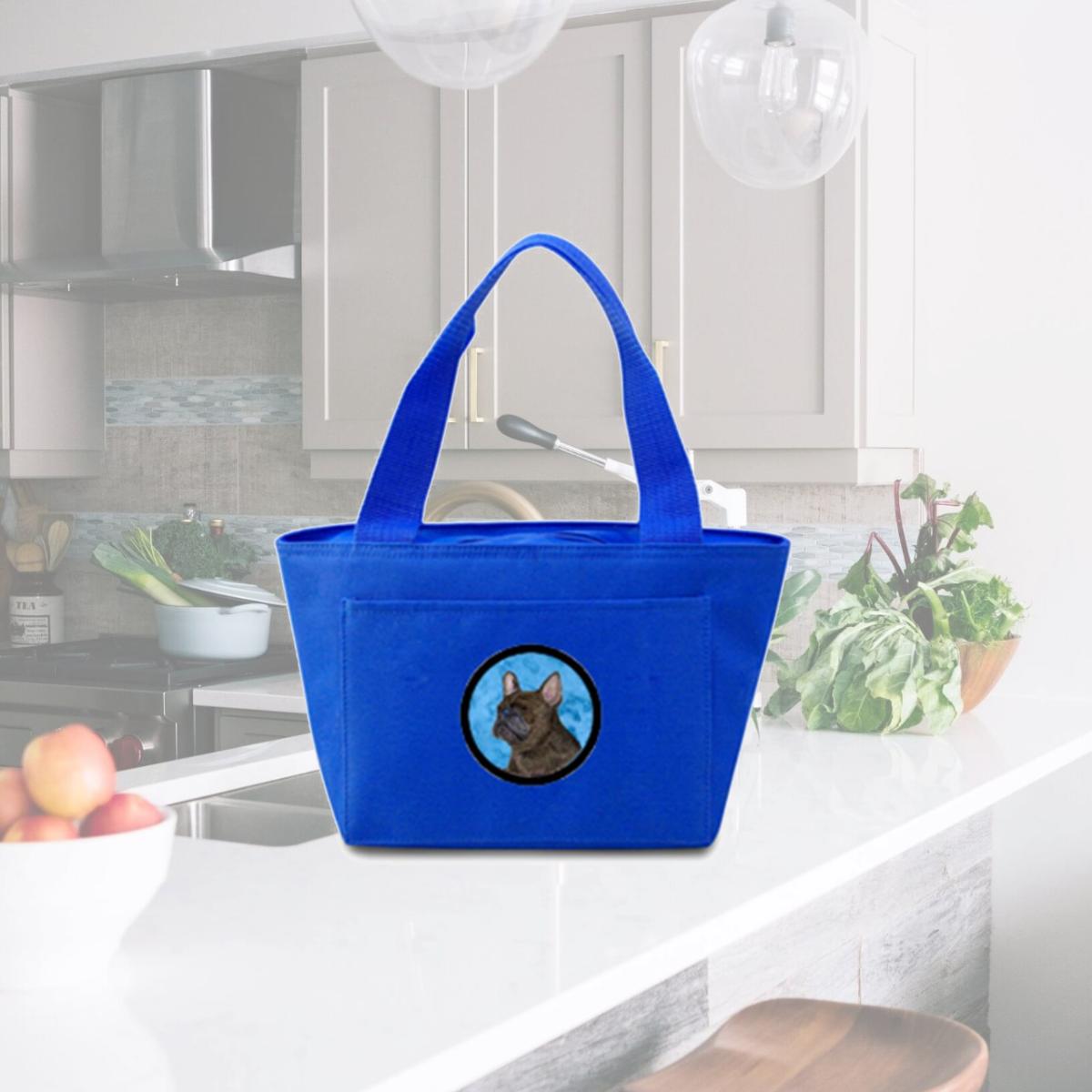 Picture of Carolines Treasures SS4795-BU-8808 Blue French Bulldog Zippered Insulated School Washable And Stylish Lunch Bag Cooler