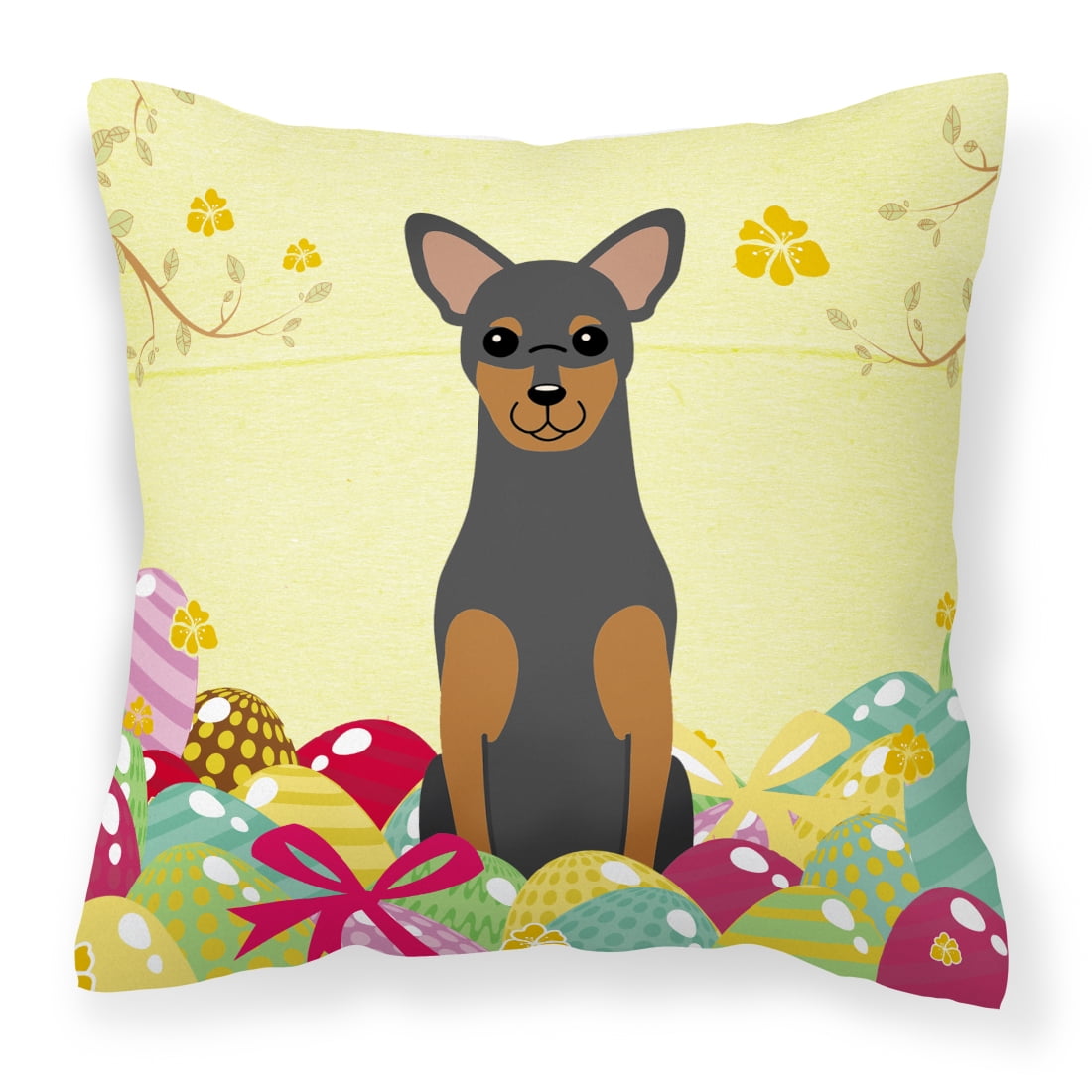 UPC 747432918342 product image for Easter Eggs Manchester Terrier Fabric Decorative Pillow | upcitemdb.com