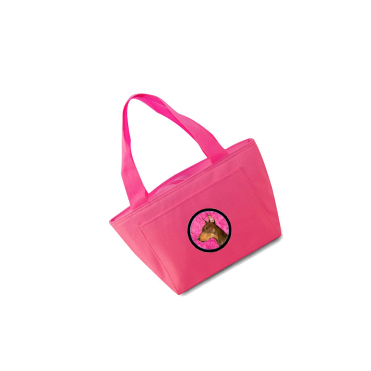 Picture of Carolines Treasures SS4744-PK-8808 Pink Doberman Zippered Insulated School Washable And Stylish Lunch Bag Cooler
