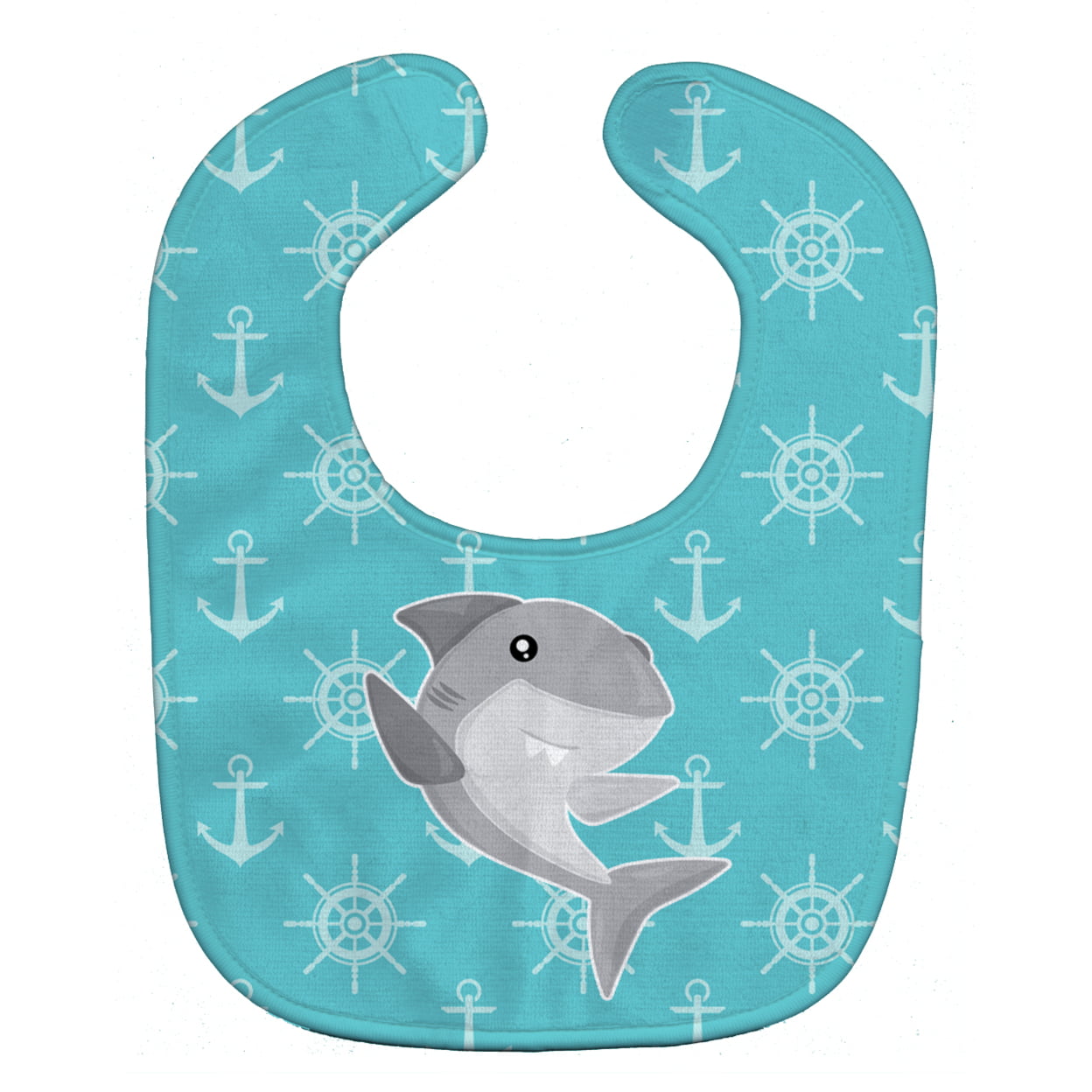 Bb6940bib Shark On Blue Nautical Baby Bib