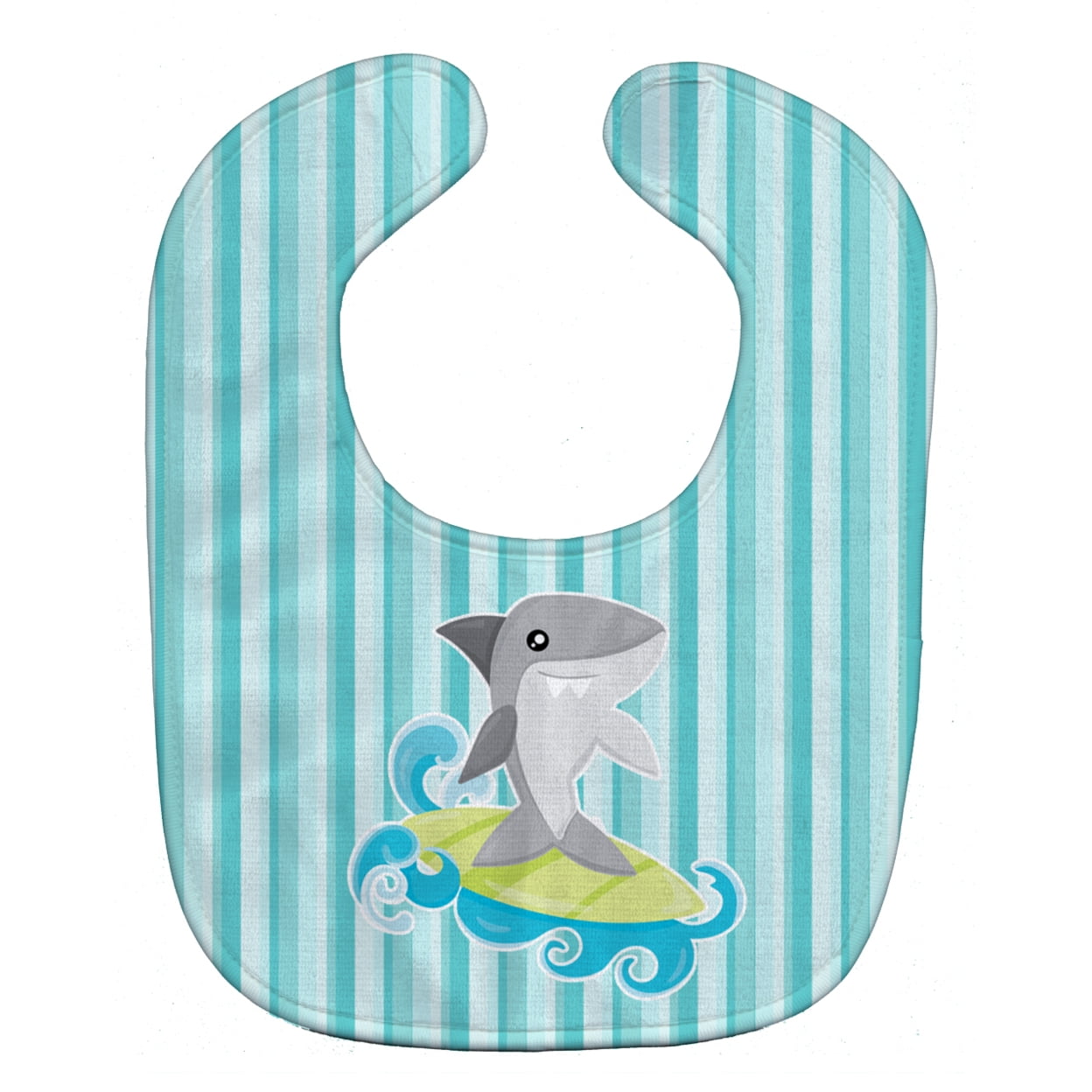 Bb6942bib Surfin Shark On Stripes Baby Bib