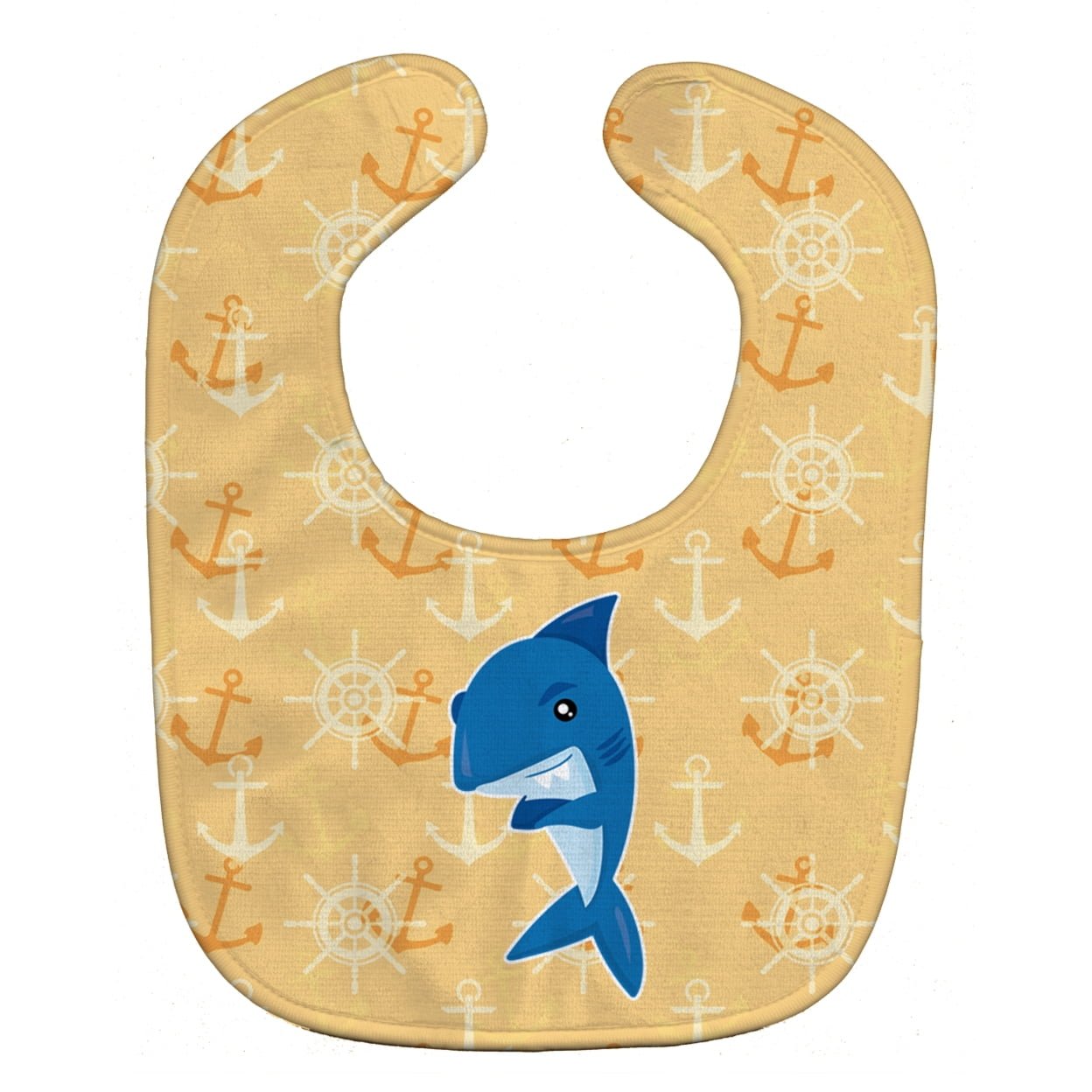 Bb6946bib Shark On Beige Nautical Baby Bib