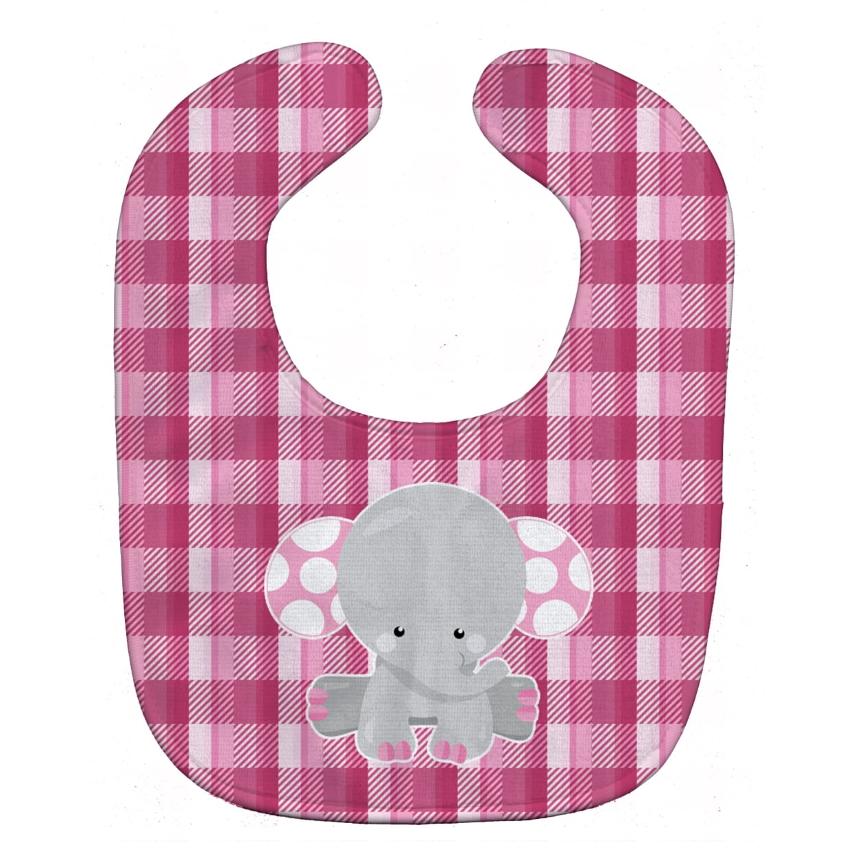 Bb6952bib Elephant Pink Gingham Baby Bib