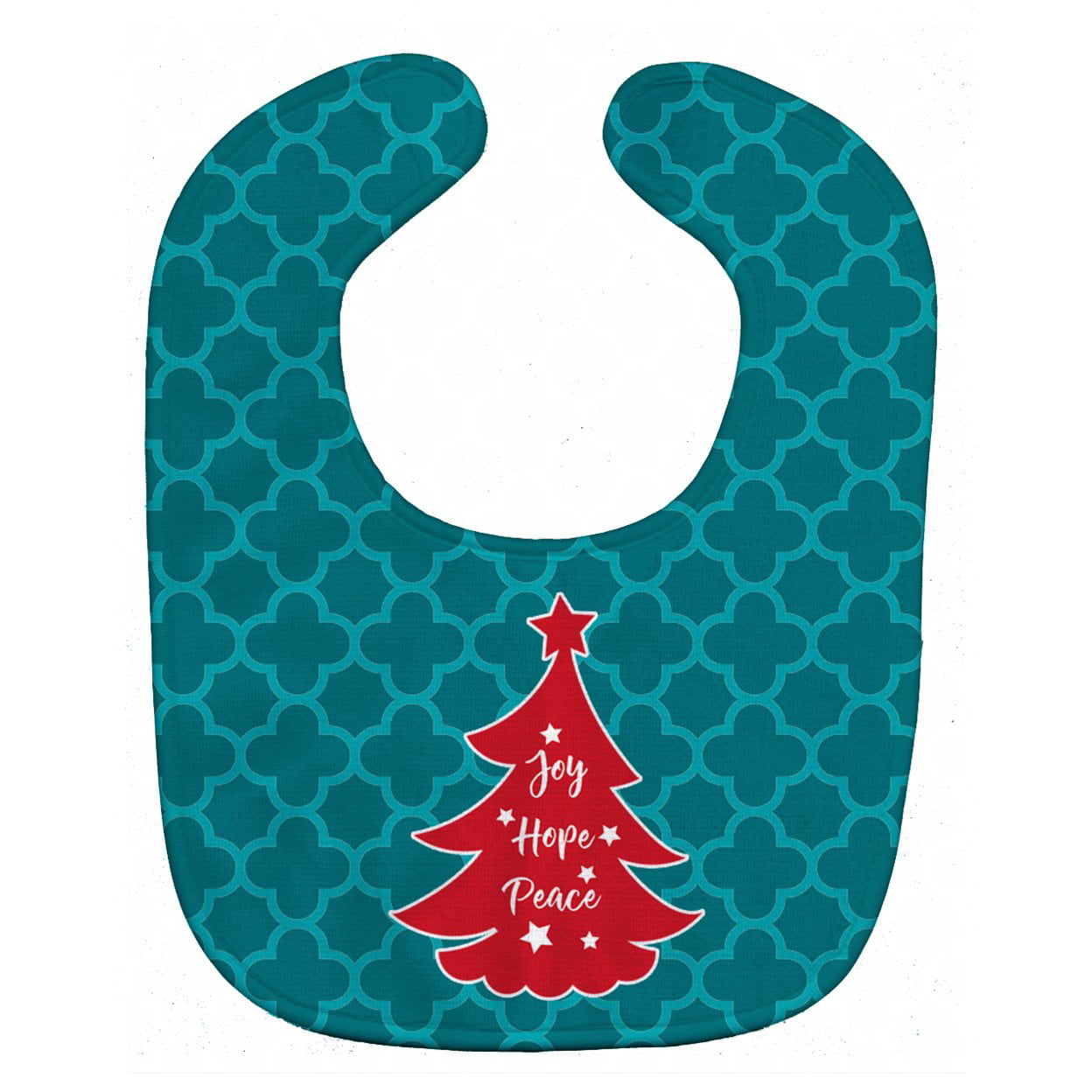 Bb6970bib Christmas Tree Teal Red Baby Bib