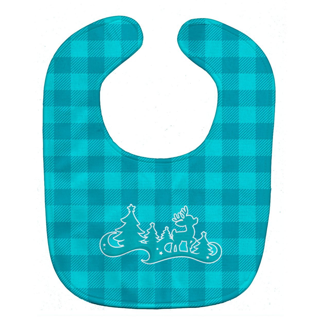 Bb6974bib Christmas Tree Reindeer Blue Baby Bib