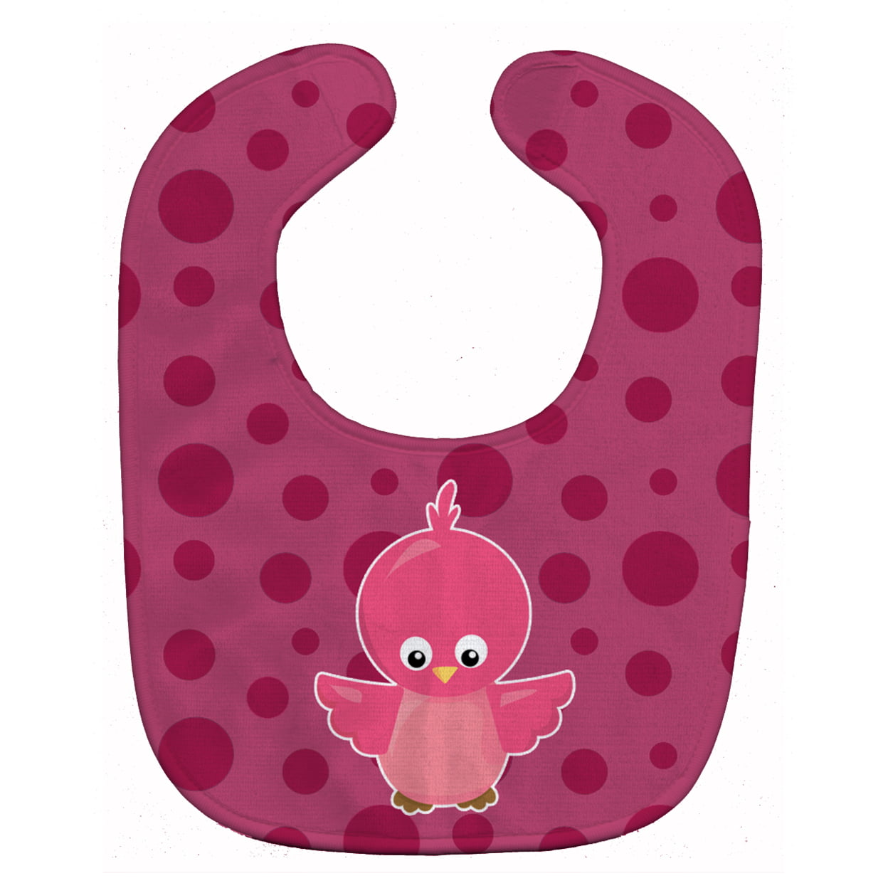 Bb7014bib Bird On Pink Polkadots Baby Bib