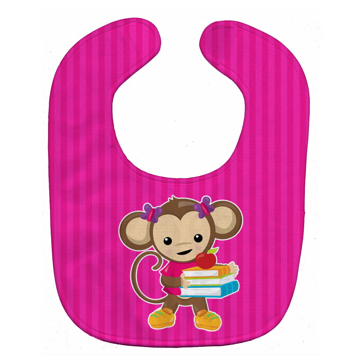 Bb7018bib Monkey & School Books Baby Bib