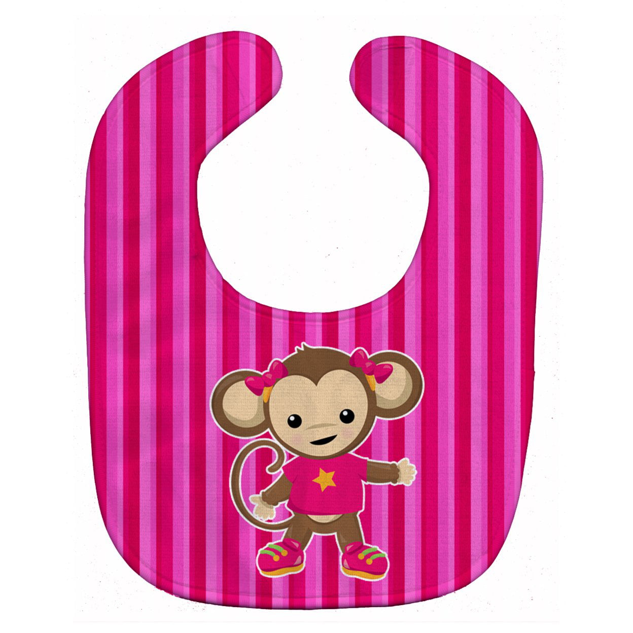 Bb7020bib Monkey On Pink Stripes Baby Bib