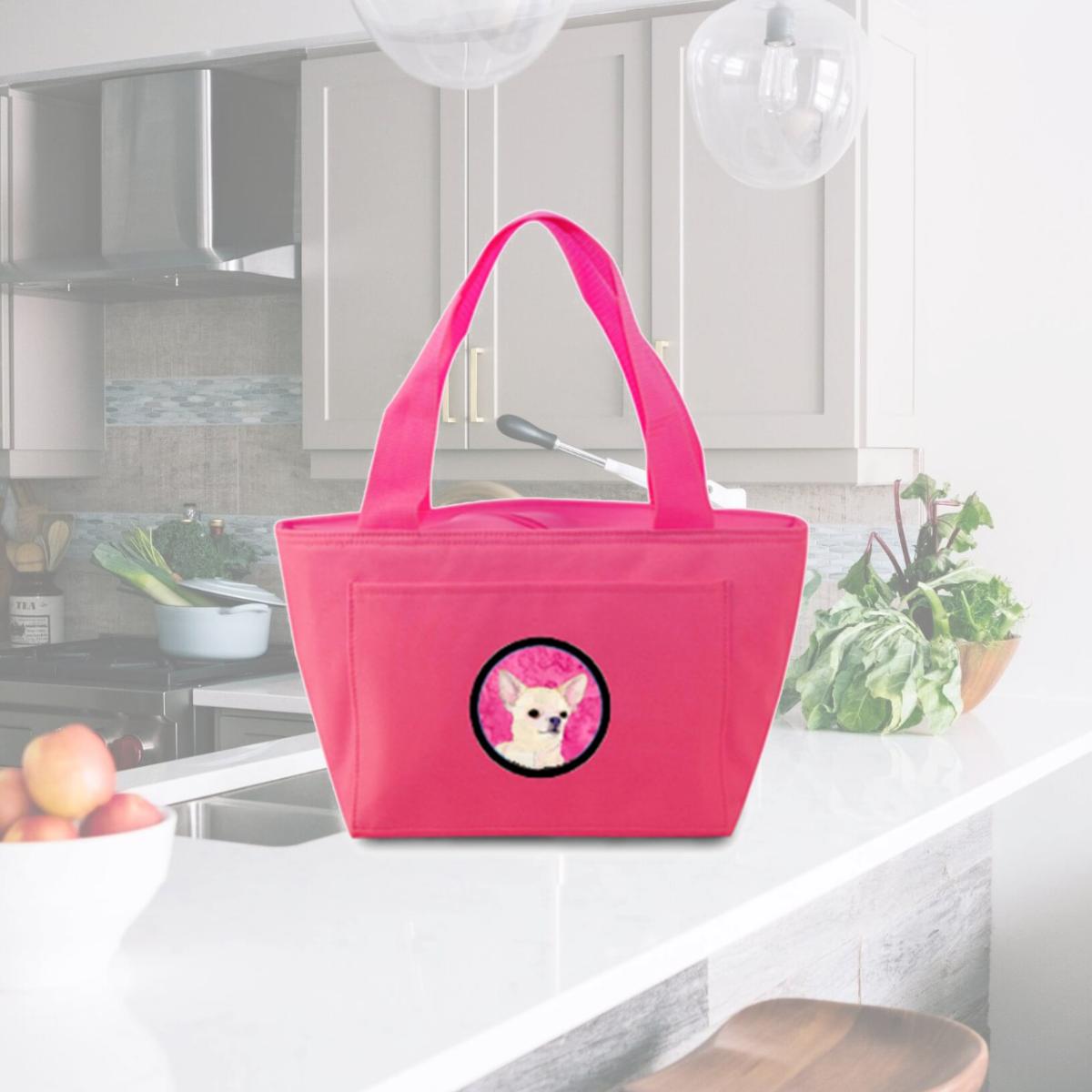 Picture of Carolines Treasures SS4748-PK-8808 Pink Chihuahua Zippered Insulated School Washable And Stylish Lunch Bag Cooler