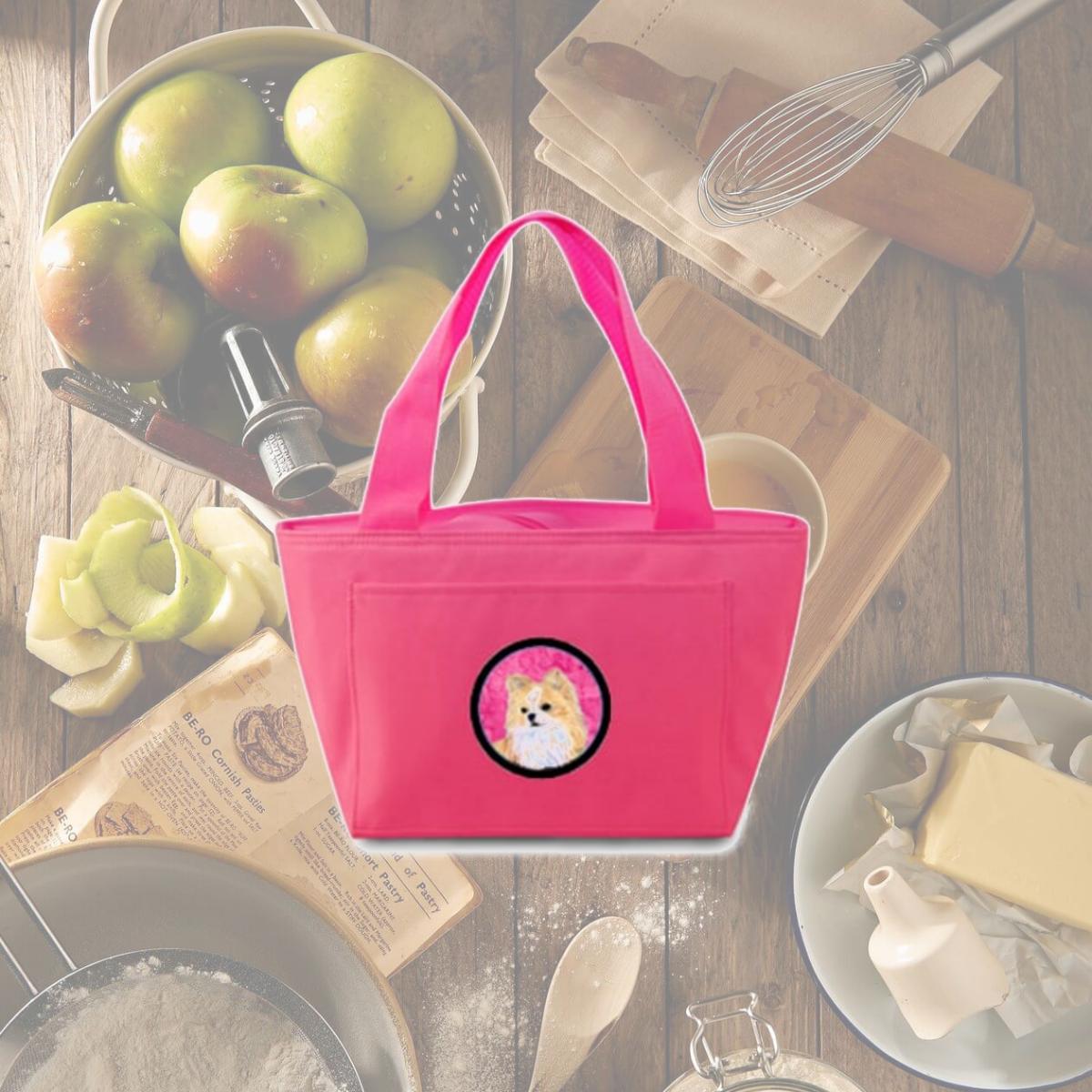 Picture of Carolines Treasures SS4750-PK-8808 Pink Chihuahua Zippered Insulated School Washable And Stylish Lunch Bag Cooler