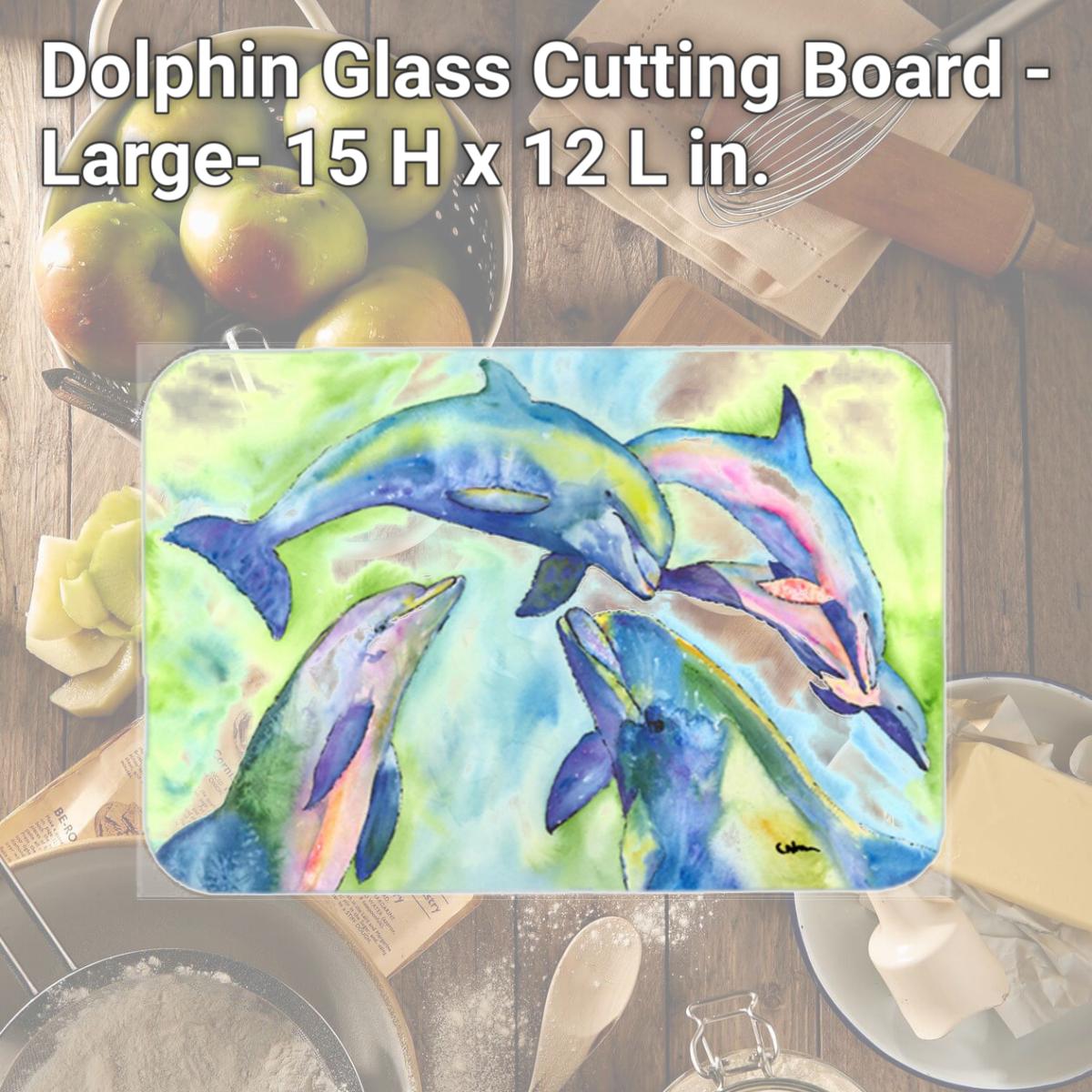 Picture of Carolines Treasures 8548LCB Dolphin Glass Cutting Board - Large- 15 H x 12 L in.