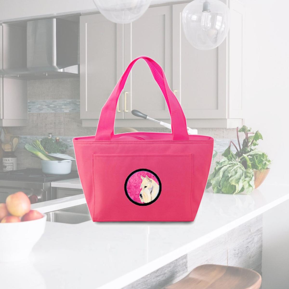 Picture of Carolines Treasures SS4806-PK-8808 Pink Scottish Terrier Zippered Insulated School Washable And Stylish Lunch Bag Cooler