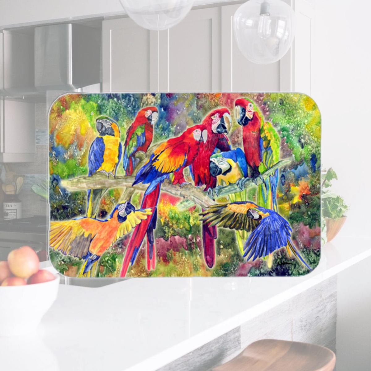 Picture of Carolines Treasures 8600LCB Parrot Glass Cutting Board - Large- 15 H x 12 L in.
