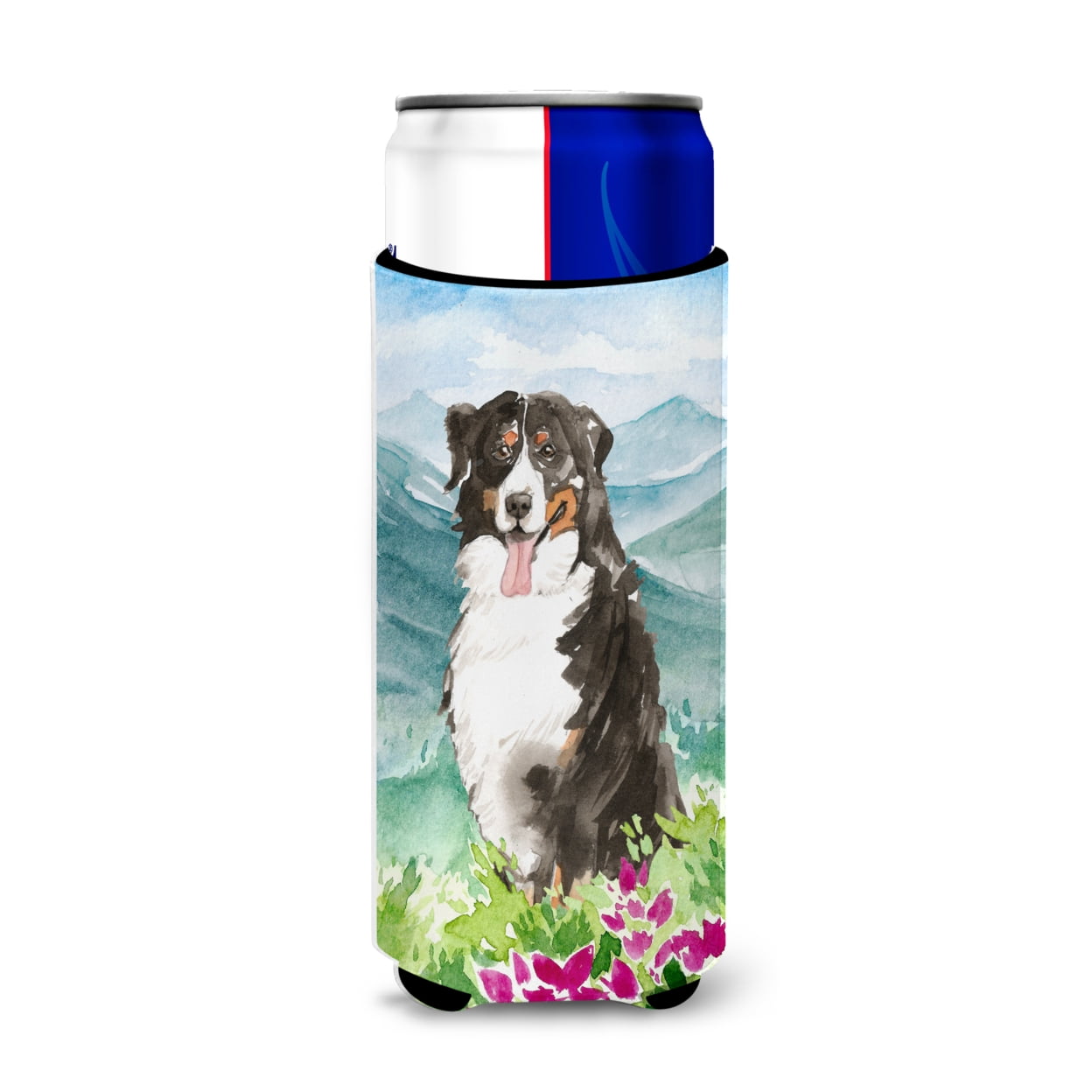 Ck2547muk Mountain Flowers Bernese Mountain Dog Michelob Ultra Hugger For Slim Cans