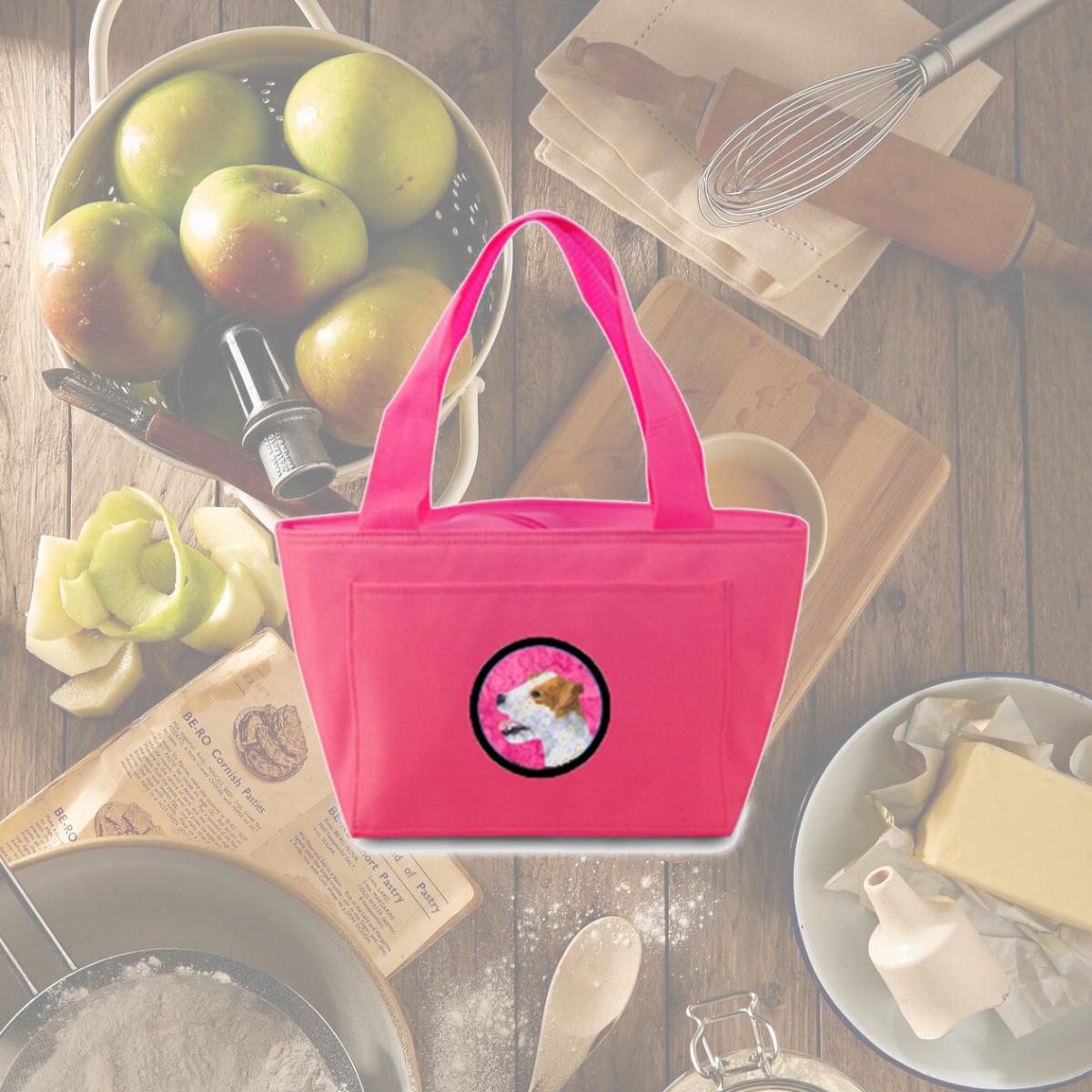 Picture of Carolines Treasures SS4780-PK-8808 Pink Jack Russell Terrier Zippered Insulated School Washable And Stylish Lunch Bag Cooler
