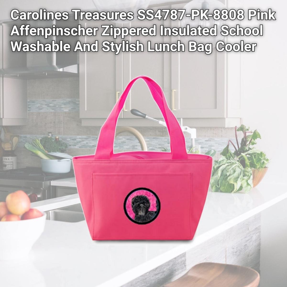 Picture of Carolines Treasures SS4787-PK-8808 Pink Affenpinscher Zippered Insulated School Washable And Stylish Lunch Bag Cooler