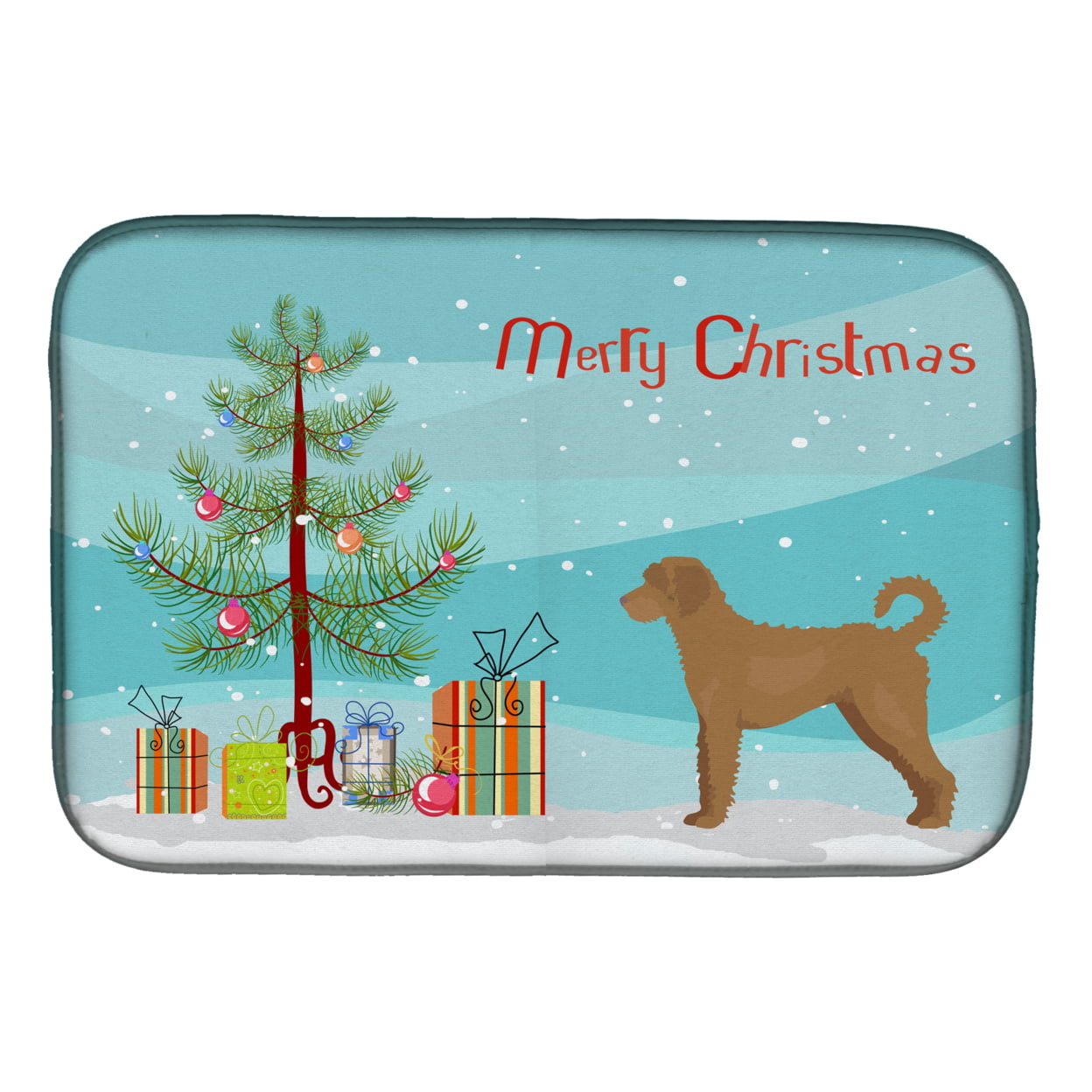 UPC 194030019900 product image for CK3846DDM Tan Labradoodle Christmas Tree Dish Drying Mat | upcitemdb.com