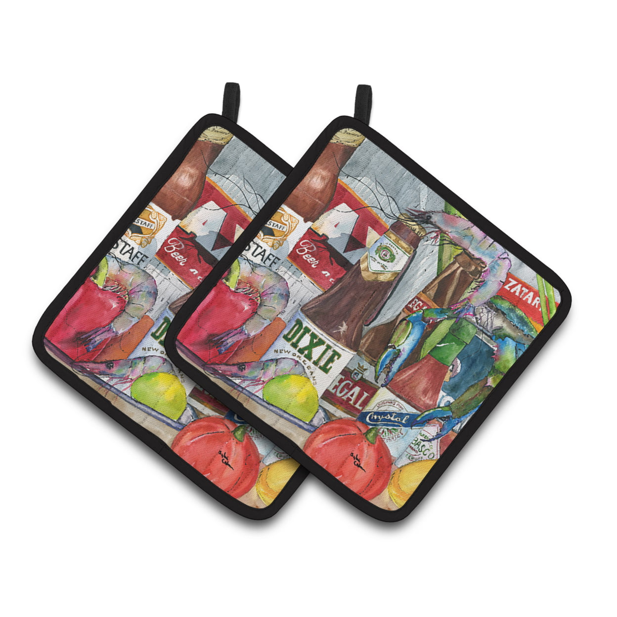 1017-2pthd New Orleans Beers & Spices Pair Of Pot Holders