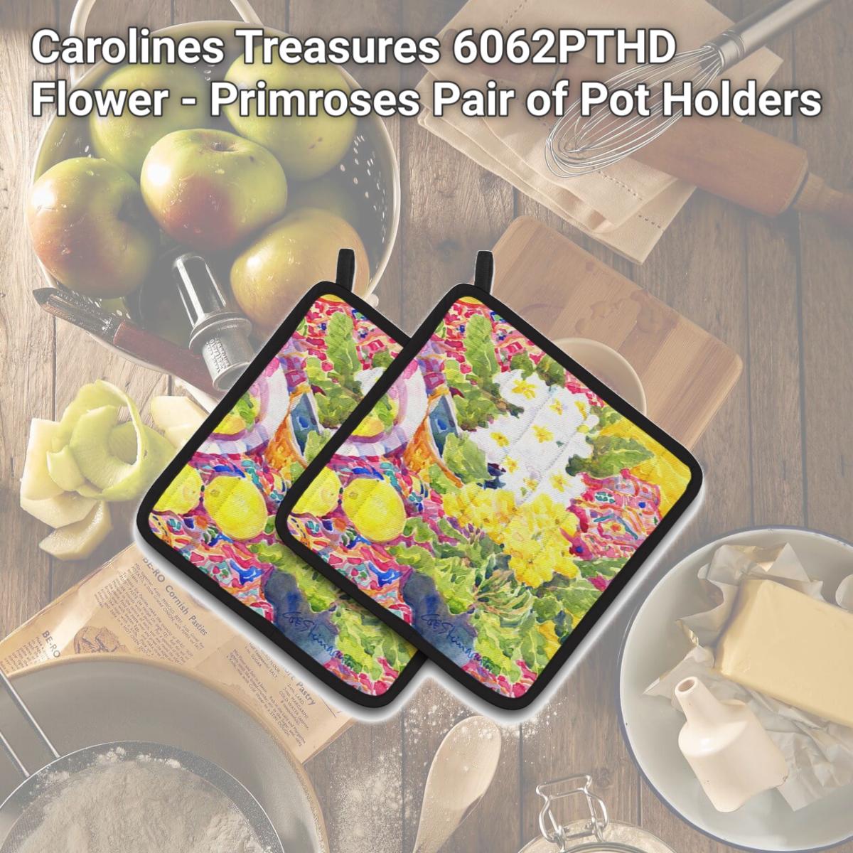 Picture of Carolines Treasures 6062PTHD Flower - Primroses Pair of Pot Holders