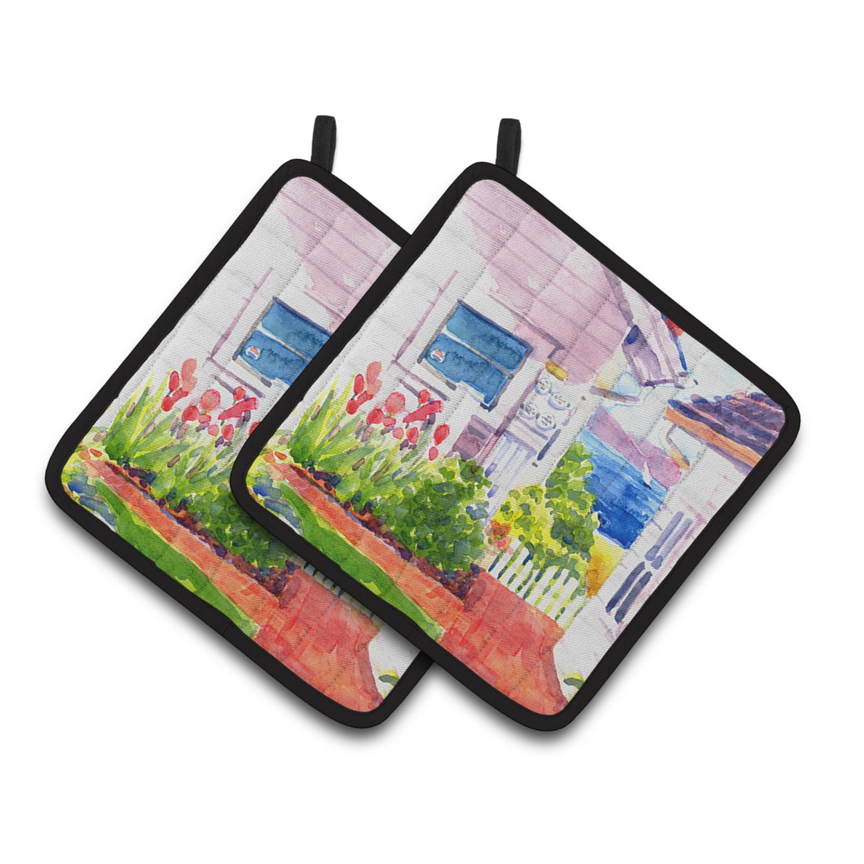 6125pthd Beach View Between The Houses Pair Of Pot Holders