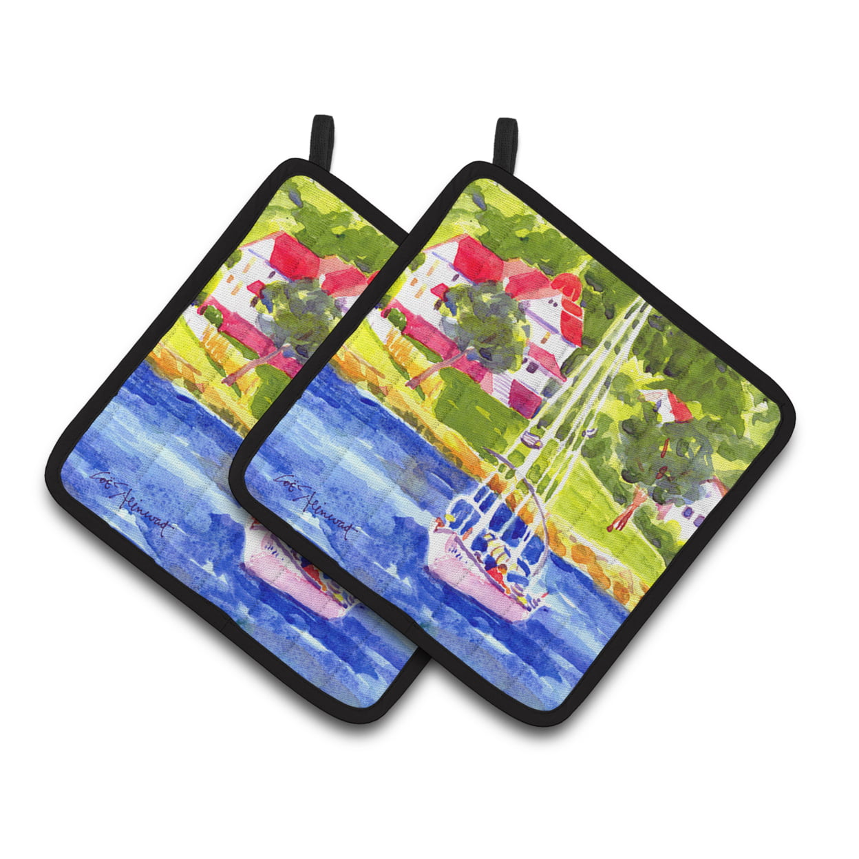 6129pthd Sailboat On The Lake Pair Of Pot Holders
