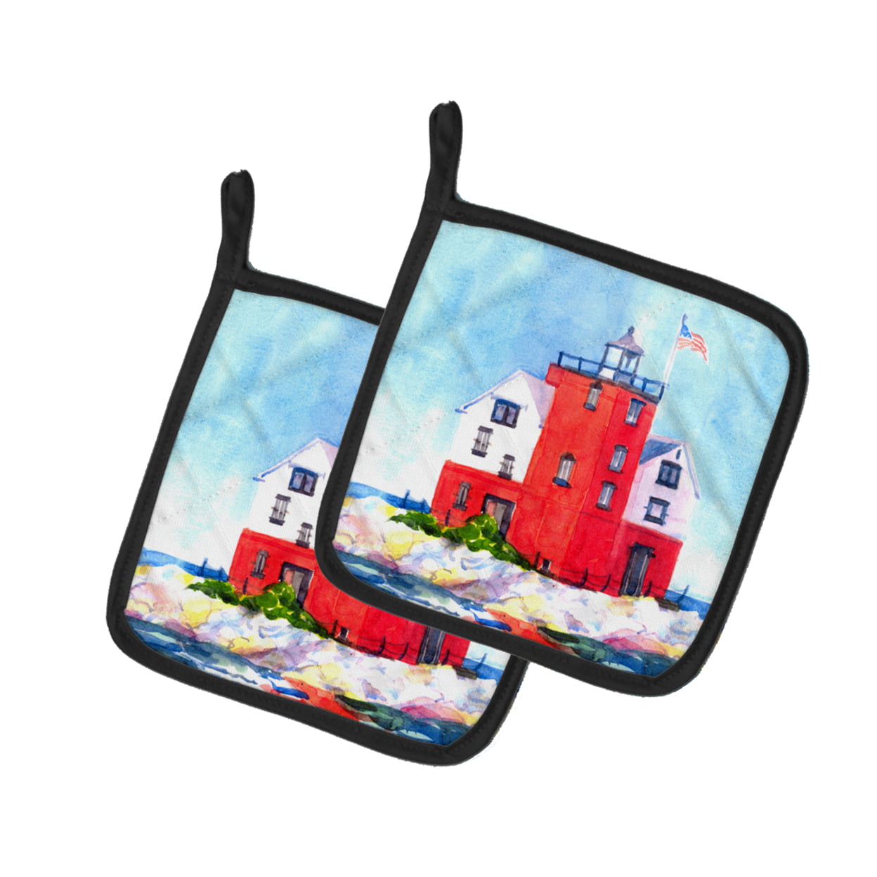 6137pthd Lighthouse On The Rocks Harbour Pair Of Pot Holders