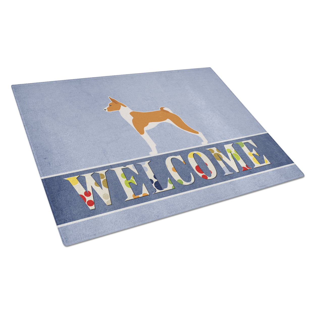 UPC 747432932676 product image for Basenji Welcome Glass Cutting Board - Large | upcitemdb.com