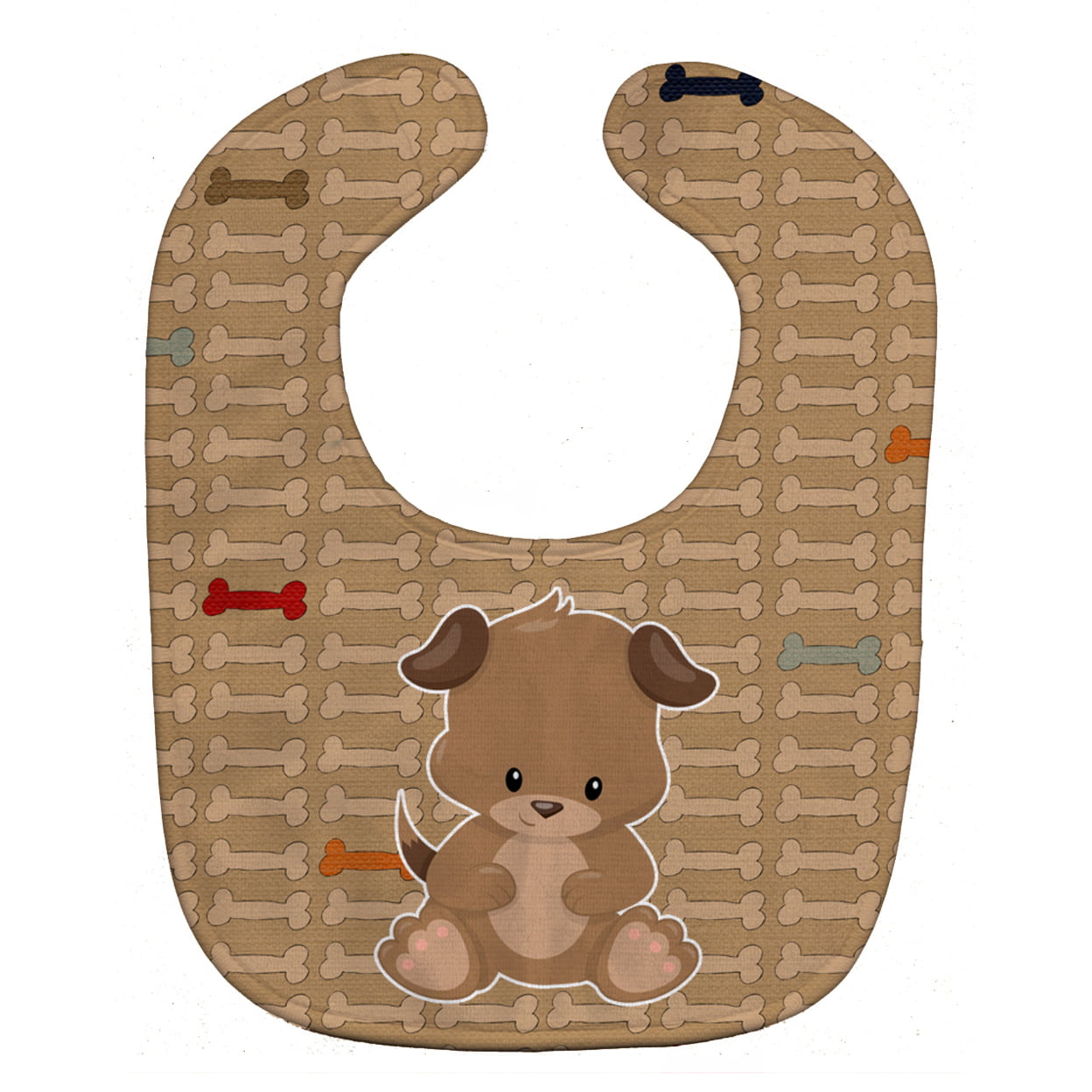 Bb7075bib Puppy On Brown Bones Baby Bib