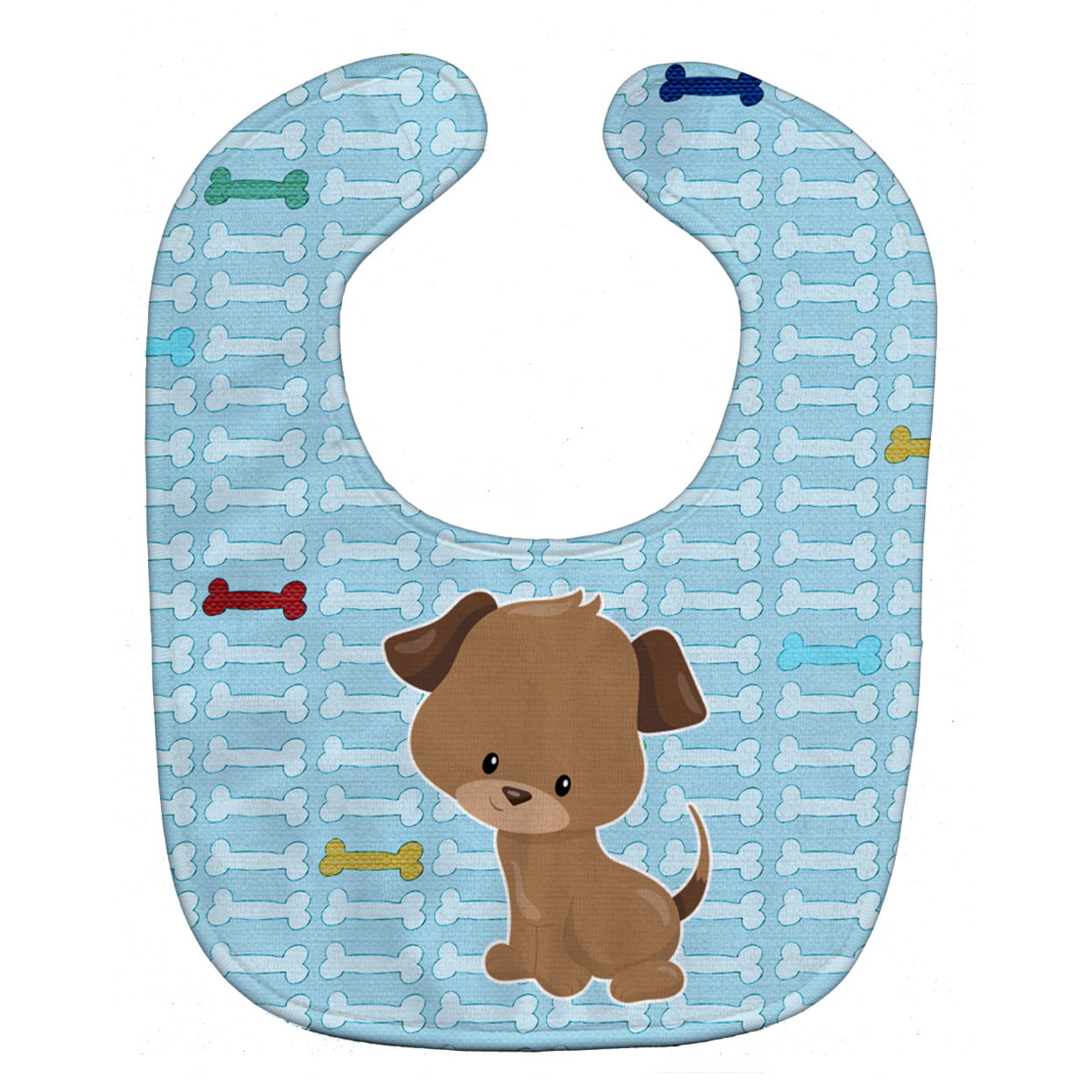 Bb7079bib Puppy On Blue Bones Baby Bib