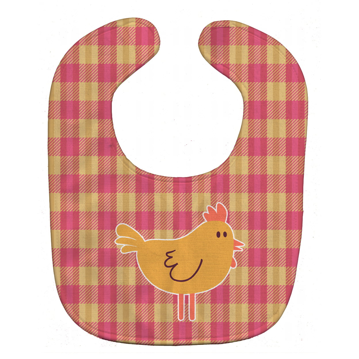 Bb7090bib Chicken Hen On Gingham Baby Bib