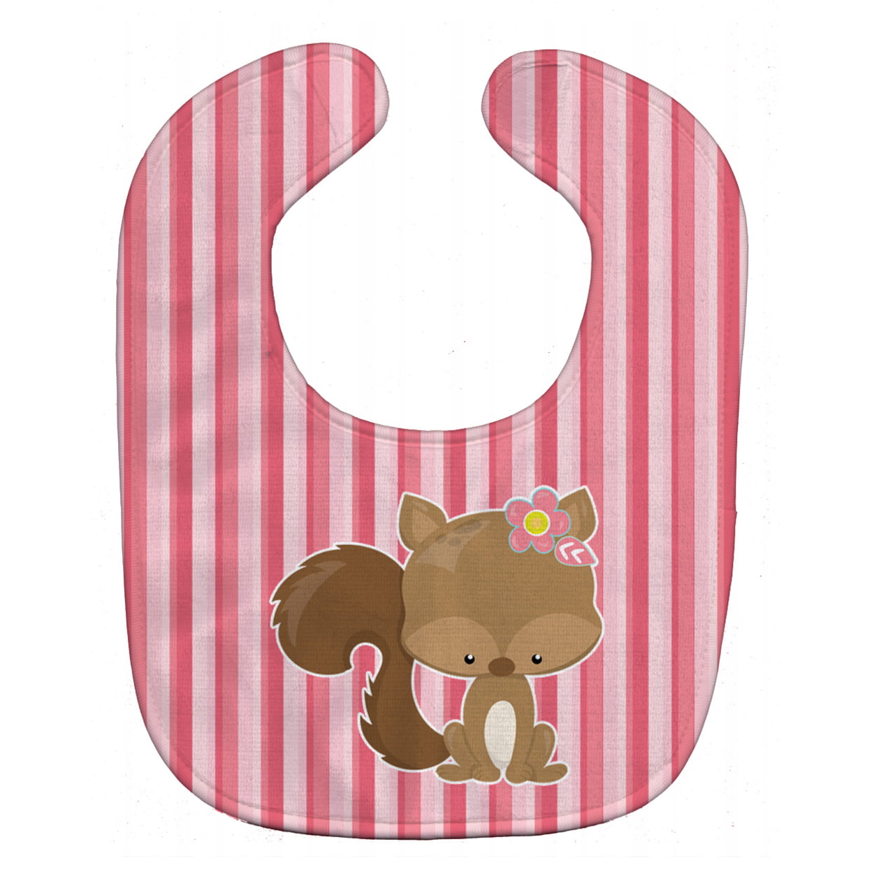 Bb7094bib Squirrel With Flowers Baby Bib