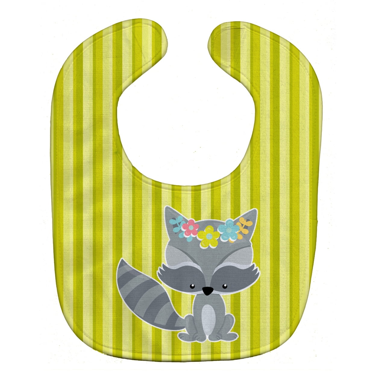 Bb7095bib Raccoon With Flowers Baby Bib