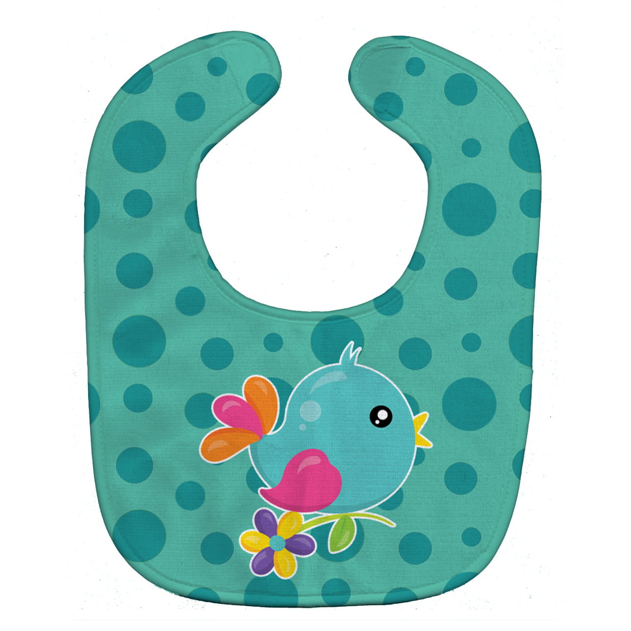 Bb7100bib Bird On Teal Polkadots Baby Bib