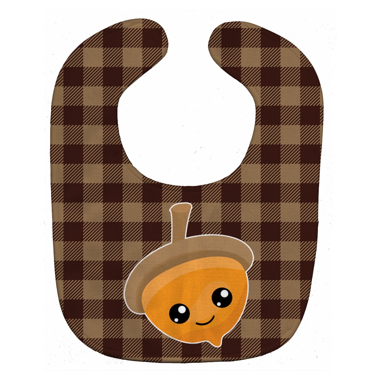 Bb7111bib Fall Acorn On Gingham Baby Bib