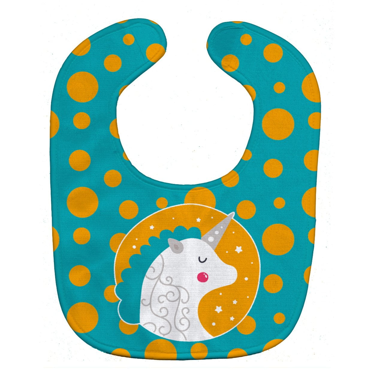 Bb7137bib Unicorn Orange Polkadots Baby Bib