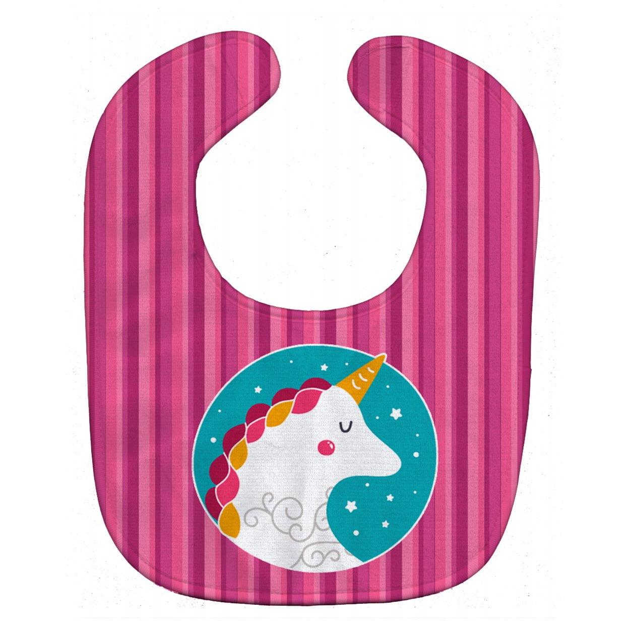 Bb7139bib Unicorn Pink Stripes Baby Bib