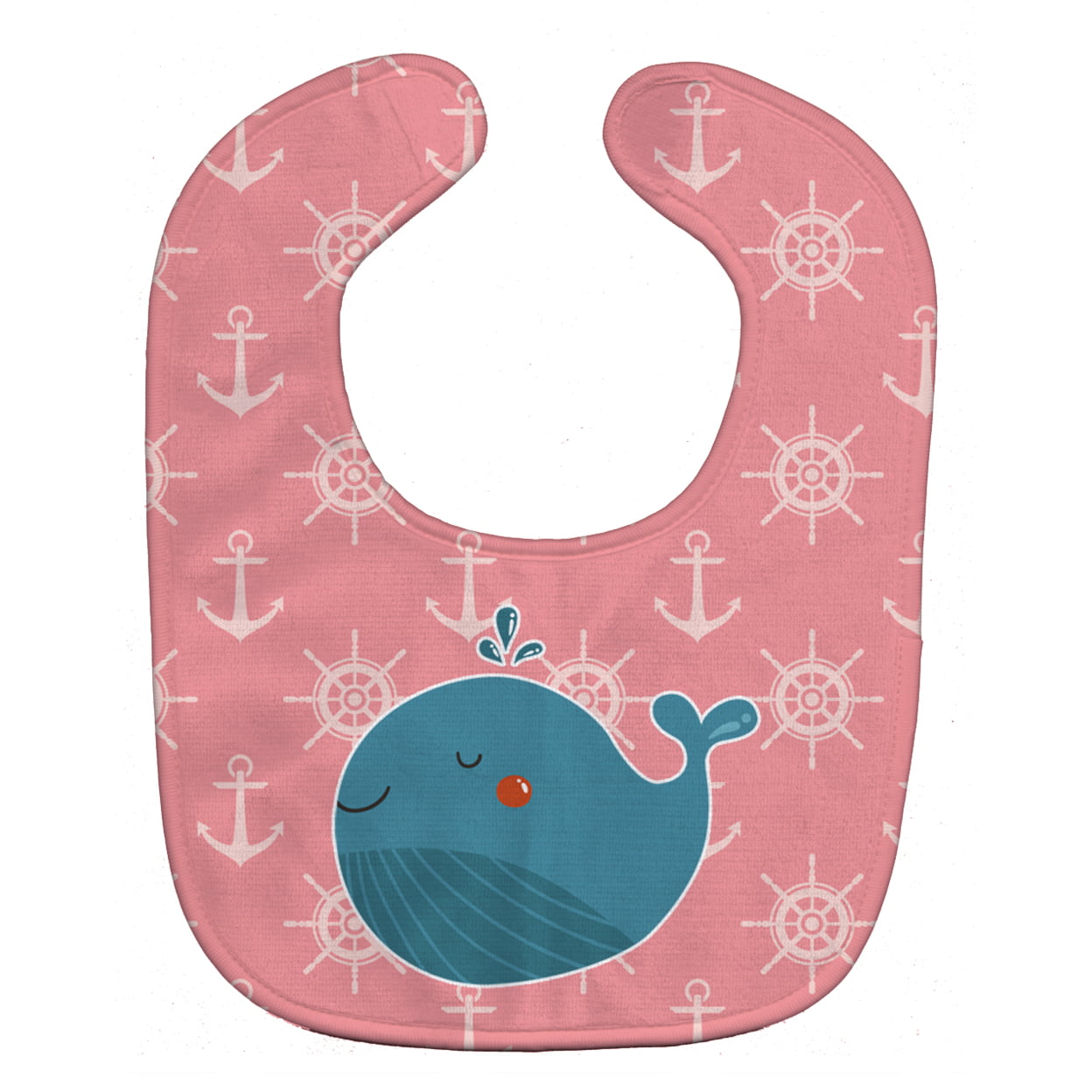 Bb7160bib Whale On Pink Nautical Baby Bib