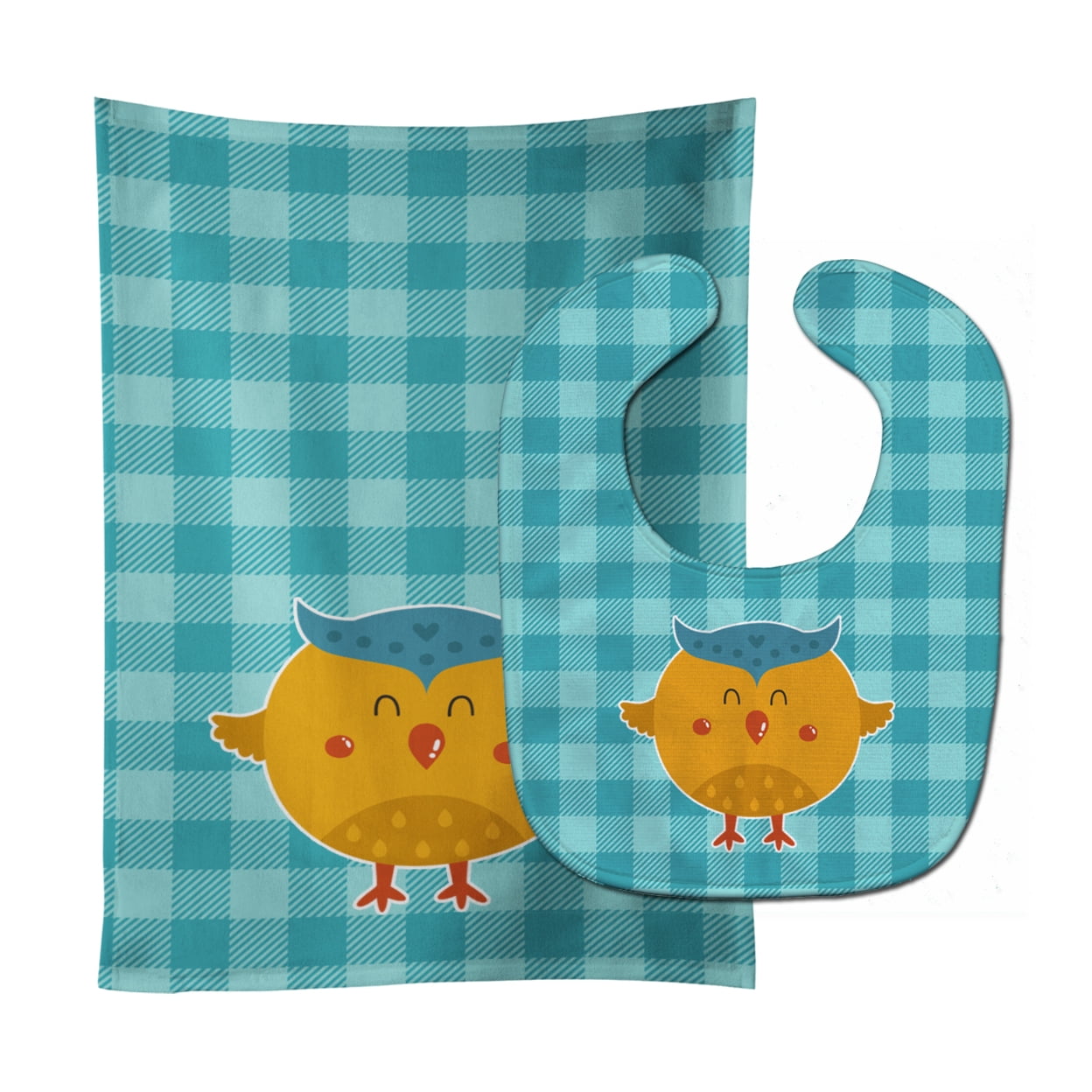 Bb6732stbu Wise Owl Baby Bib & Burp Cloth